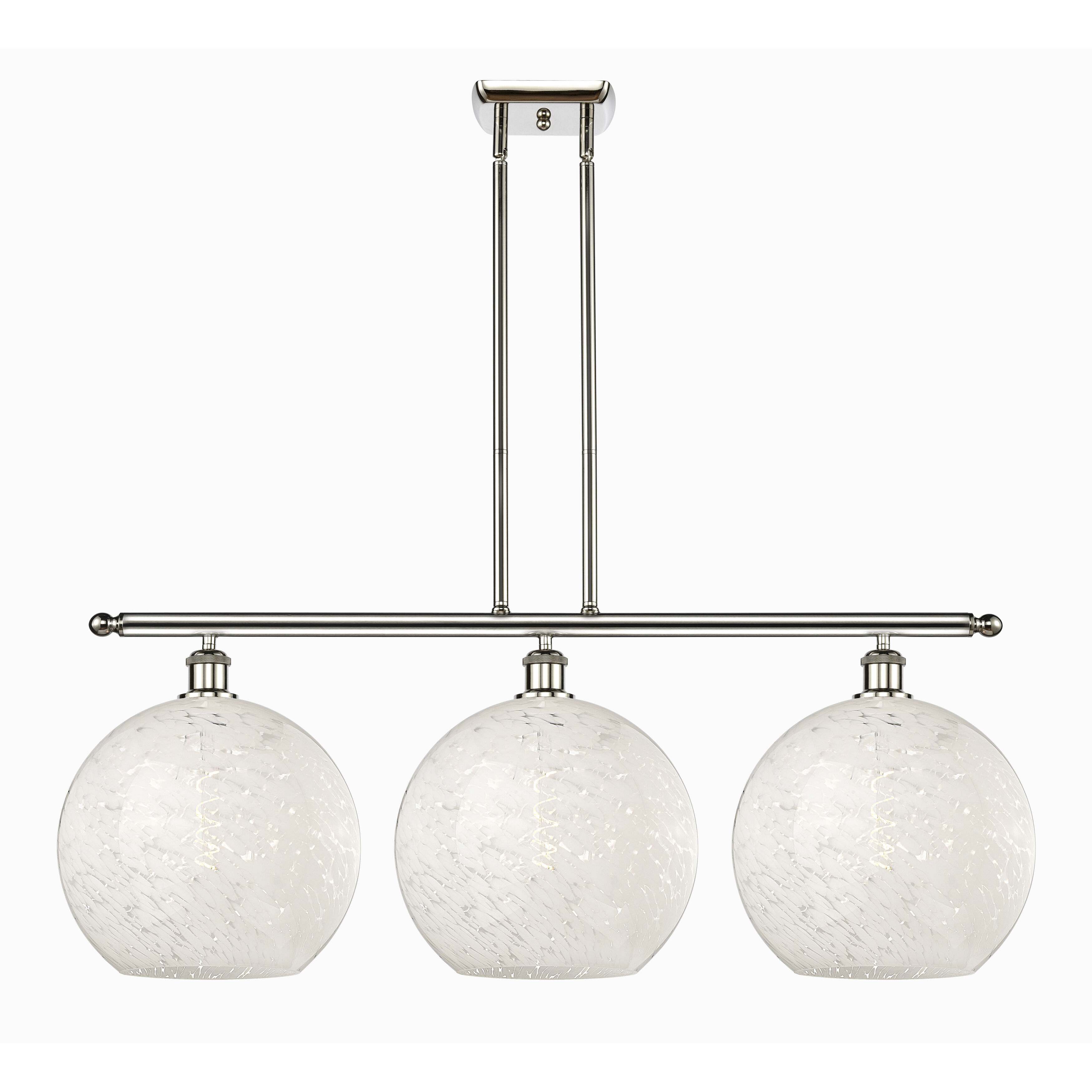 Ballston White Mouchette 3 Light 38.5 inch Polished Nickel Stem Hung Island Light Ceiling Light