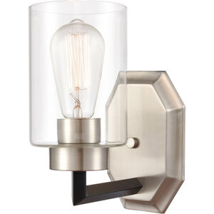 Mila 1 Light 4 inch Black Satin Nickel Sconce Wall Light in Clear Glass