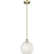 Edison White Mouchette 1 Light 10 inch Antique Brass Stem Hung Mini Pendant Ceiling Light