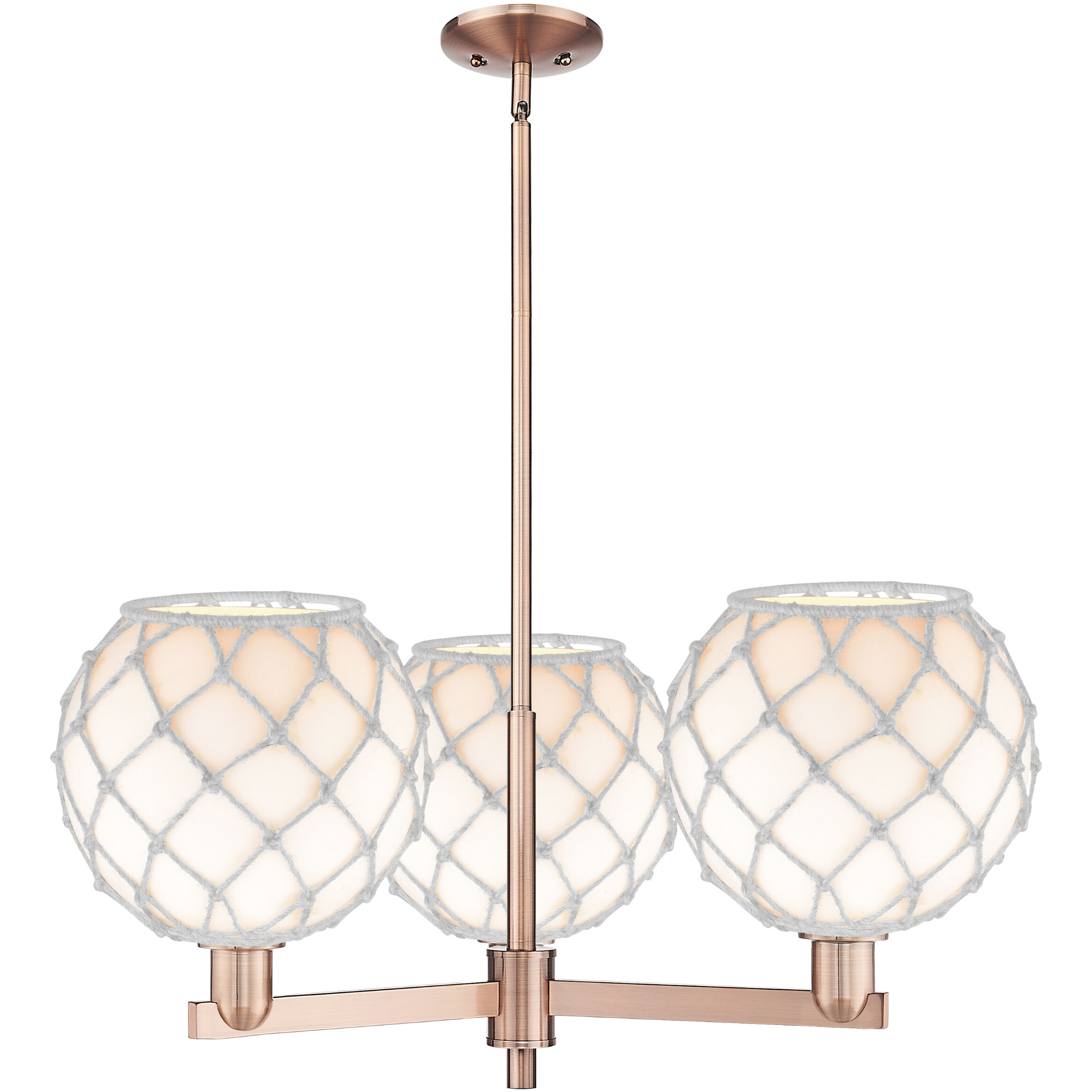 Arcadia Farmhouse Rope 3 Light 32 inch Antique Copper Chandelier Ceiling Light