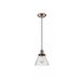 Franklin Restoration Large Cone 1 Light 8 inch Antique Copper/Matte Black Mini Pendant Ceiling Light in Seedy Glass