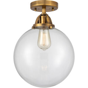 Nouveau 2 Beacon 1 Light 12 inch Brushed Brass Semi-Flush Mount Ceiling Light in Clear Glass