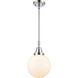 Franklin Restoration Beacon LED 8 inch Polished Chrome Mini Pendant Ceiling Light in Matte White Glass