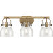 Pilaster II Bell 3 Light 26.5 inch Brushed Brass Bath Vanity Light Wall Light in Clear Glass
