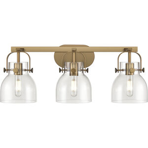 Pilaster II Bell 3 Light 26.5 inch Brushed Brass Bath Vanity Light Wall Light in Clear Glass