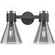 Lawton Cone 2 Light 15.5 inch Matte Black Bath Vanity Light Wall Light in Light Smoke Glass