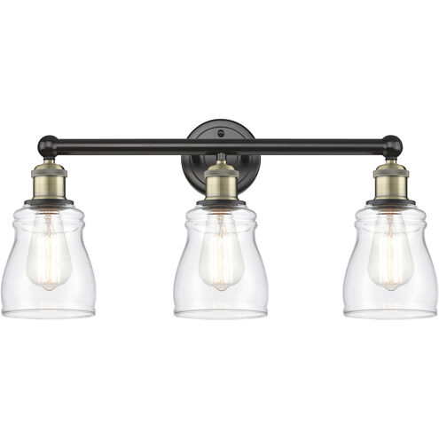 Ellery 3 Light 22.75 inch Black Antique Brass Bath Vanity Light Wall Light in Clear