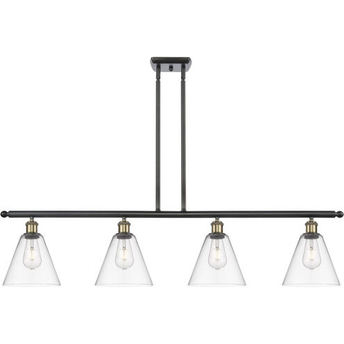 Ballston Ballston Cone 4 Light 48 inch Black Antique Brass and Matte Black Island Light Ceiling Light in Clear Glass