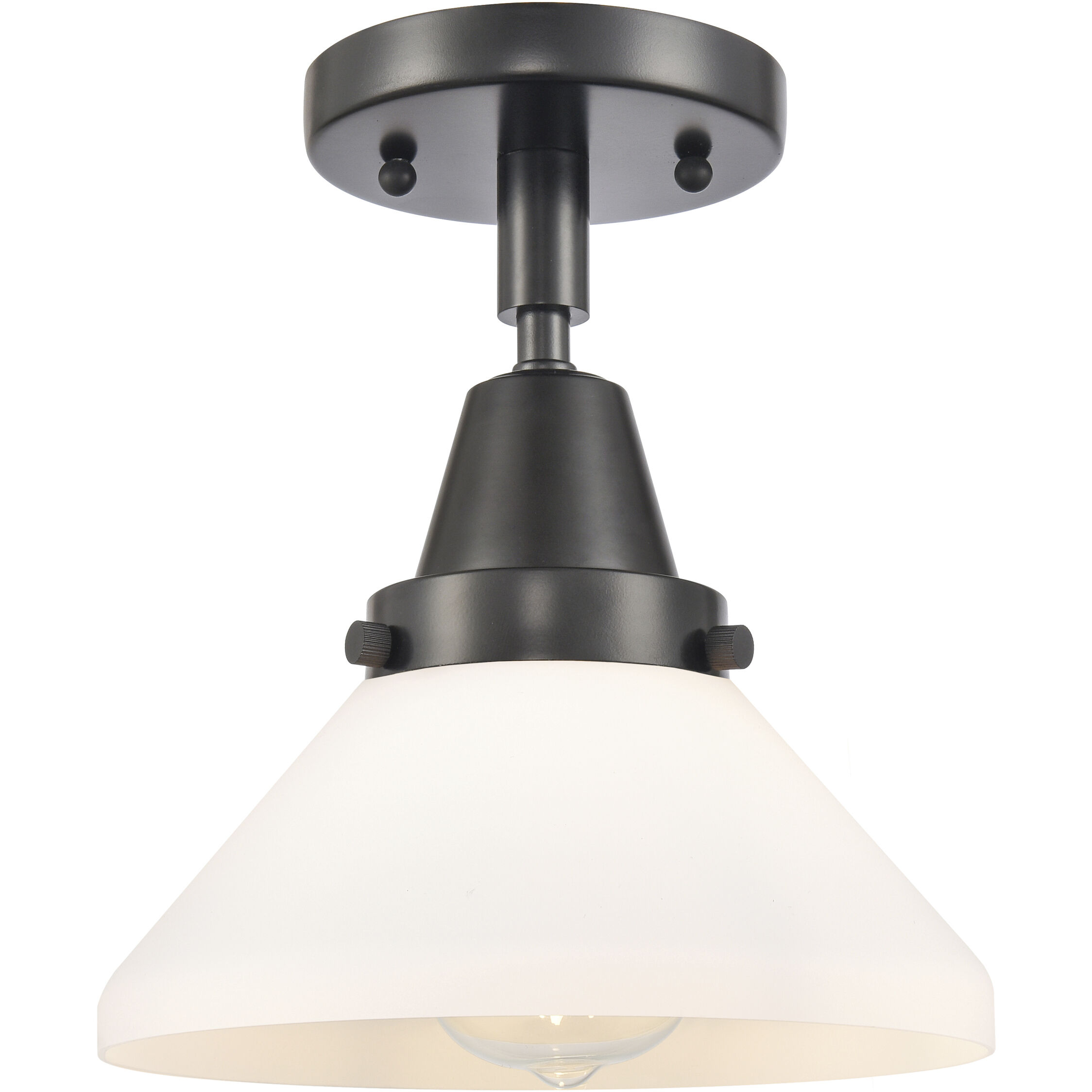 Franklin Restoration Caden LED 8 inch Matte Black Flush Mount Ceiling Light in Matte White Glass