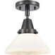 Franklin Restoration Caden LED 8 inch Matte Black Flush Mount Ceiling Light in Matte White Glass