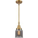 Franklin Restoration Small Bell LED 5 inch Brushed Brass Mini Pendant Ceiling Light in Plated Smoke Glass