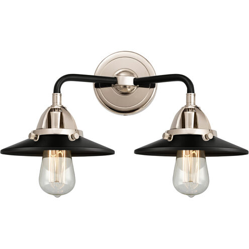 Nouveau 2 Railroad 2 Light 16 inch Black Polished Nickel Bath Vanity Light Wall Light in Matte Black
