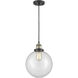 Franklin Restoration Beacon LED 10 inch Black Antique Brass Mini Pendant Ceiling Light in Clear, Franklin Restoration