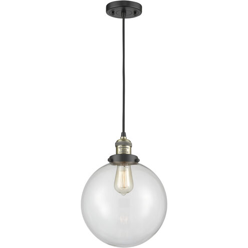Franklin Restoration Beacon LED 10 inch Black Antique Brass Mini Pendant Ceiling Light in Clear, Franklin Restoration