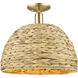 Arcadia Woven Rattan 1 Light 15.75 inch Champagne Bronze Semi-Flush Mount Ceiling Light
