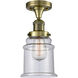 Franklin Restoration Canton 1 Light 6 inch Antique Brass Semi-Flush Mount Ceiling Light in Incandescent, Seedy Glass, Franklin Restoration