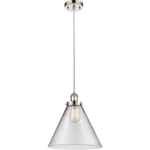 Ballston X-Large Cone 1 Light 8 inch Polished Nickel Mini Pendant Ceiling Light in Clear Glass