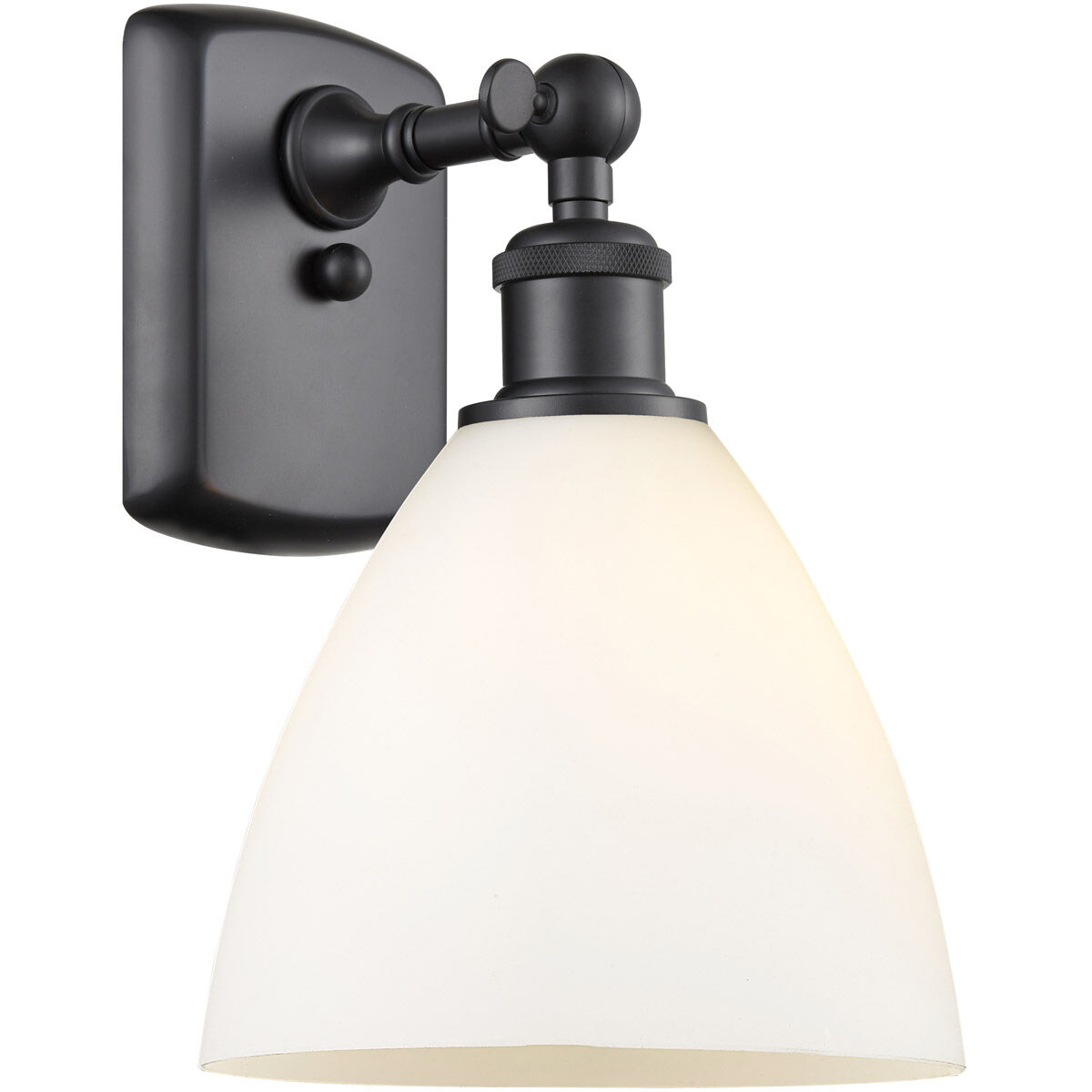 Ballston Dome 1 Light 8 inch Matte Black Sconce Wall Light in Matte White Glass