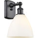 Ballston Dome 1 Light 8 inch Matte Black Sconce Wall Light in Matte White Glass