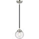 Nouveau Beacon 1 Light 6 inch Black Polished Nickel Mini Pendant Ceiling Light in Seedy Glass, Nouveau