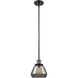 Franklin Restoration Fulton LED 7 inch Black Antique Brass Mini Pendant Ceiling Light in Plated Smoke Glass, Franklin Restoration