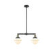 Franklin Restoration Small Oxford 2 Light 24 inch Black Antique Brass Chandelier Ceiling Light in Matte White Glass, Franklin Restoration
