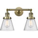 Franklin Restoration Small Cone LED 6 inch Antique Brass Bath Vanity Light Wall Light in Seedy Glass, Franklin Restoration