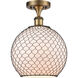 Ballston Large Farmhouse Chicken Wire LED 10 inch Brushed Brass Semi-Flush Mount Ceiling Light, Ballston