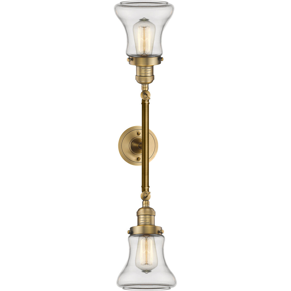 Franklin Restoration Bellmont 2 Light 17 inch Brushed Brass Bath Vanity Light Wall Light in Clear Glass, Franklin Restoration