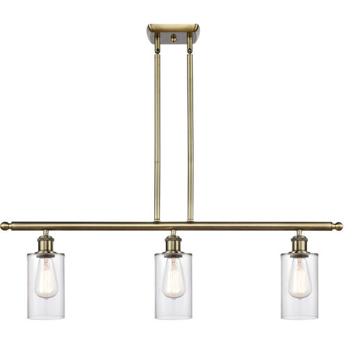 Ballston Clymer LED 36 inch Antique Brass Island Light Ceiling Light in Clear Glass, Ballston
