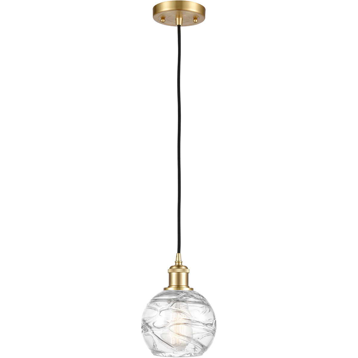 Ballston Small Deco Swirl LED 6 inch Satin Gold Mini Pendant Ceiling Light in Black Textured, Ballston