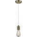 Gatsby Bare Bulb 1 Light 2 inch Antique Brass Mini Pendant Ceiling Light in White, Gatsby