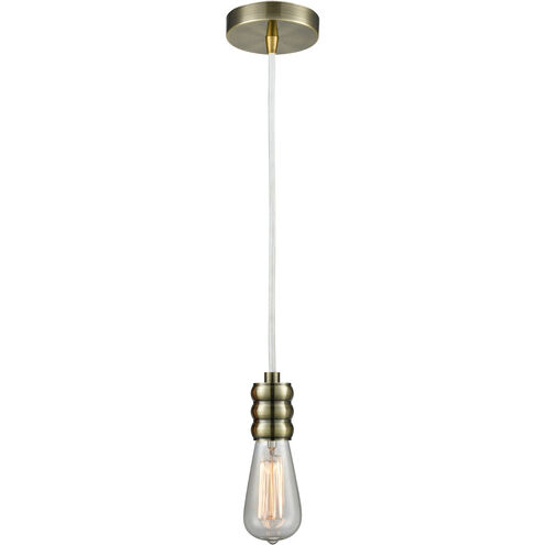 Gatsby Bare Bulb 1 Light 2 inch Antique Brass Mini Pendant Ceiling Light in White, Gatsby