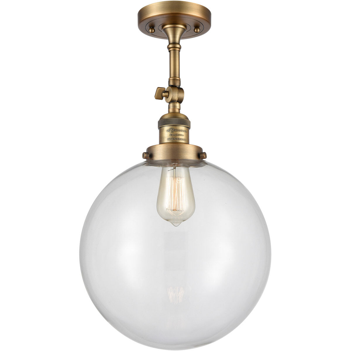 Franklin Restoration XX-Large Beacon 1 Light 12 inch Brushed Brass Semi-Flush Mount Ceiling Light in Clear Glass, Franklin Restoration