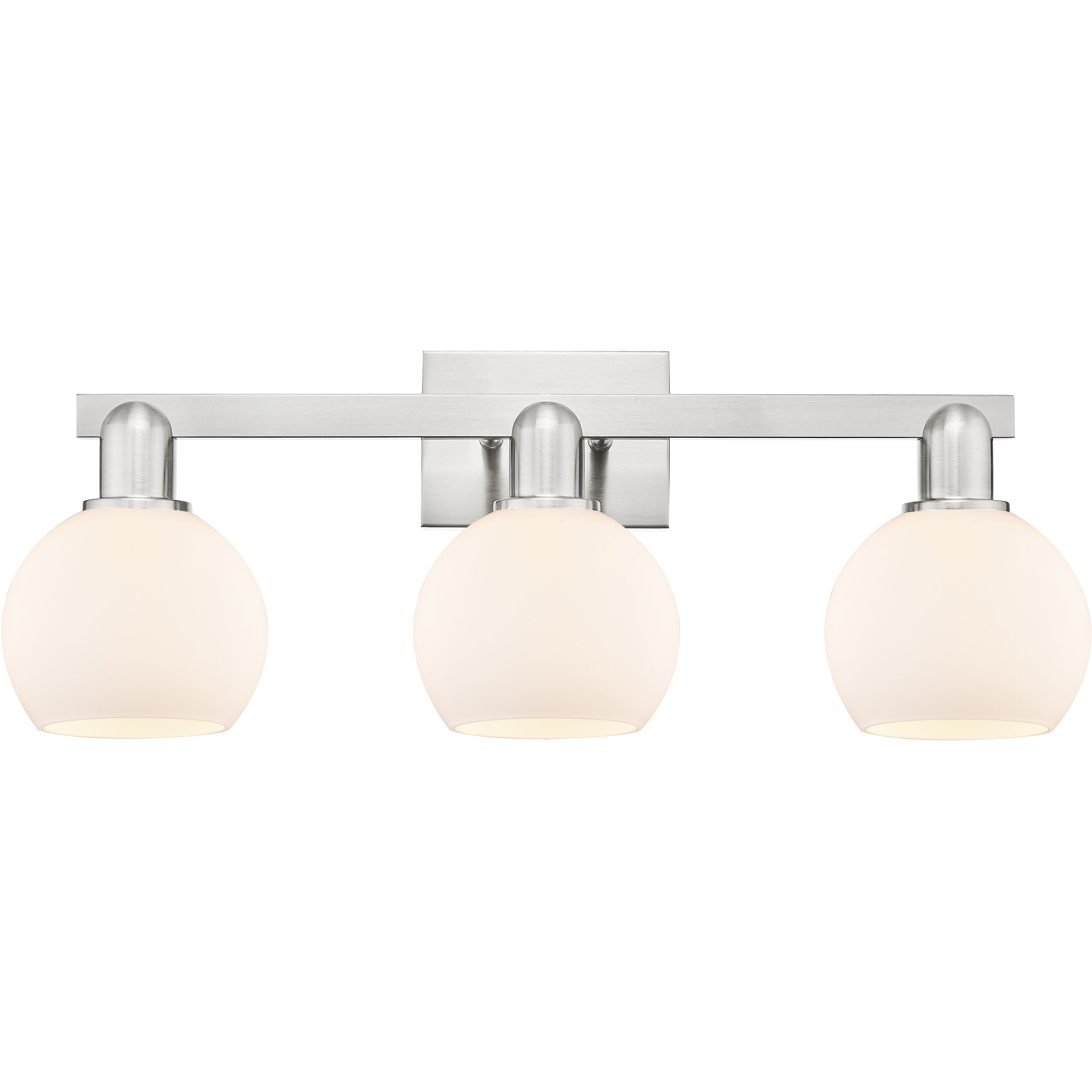 Arcadia Athens 3 Light 24.88 inch Brushed Satin Nickel Bath Vanity Light Wall Light in Matte White