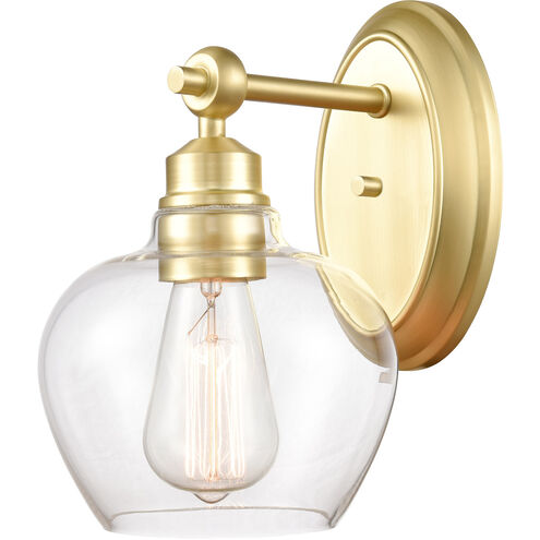 Amina LED 7 inch Satin Brass Bath Vanity Light Wall Light in Clear Glass