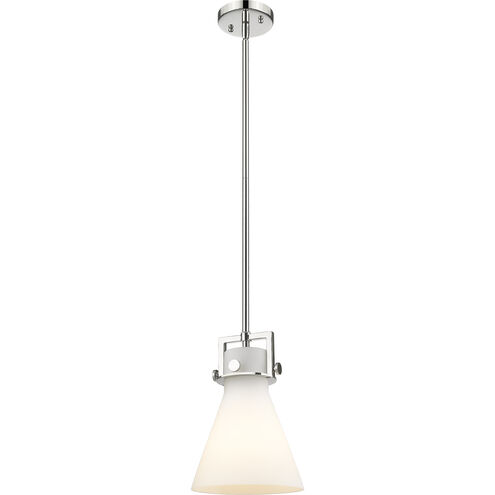 Newton Cone 1 Light 8 inch Polished Nickel Pendant Ceiling Light in Matte White Glass