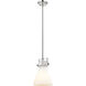 Newton Cone 1 Light 8 inch Polished Nickel Pendant Ceiling Light in Matte White Glass