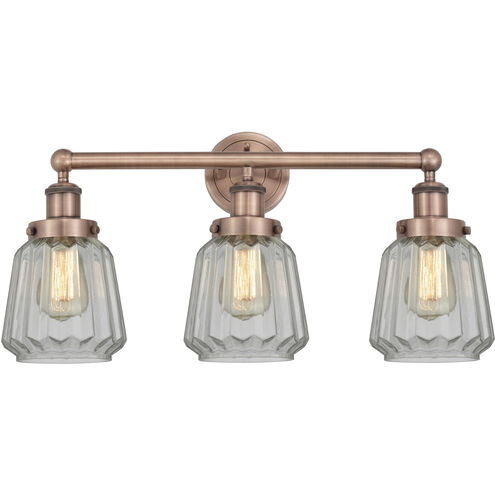 Chatham 3 Light 24.5 inch Antique Copper Bath Vanity Light Wall Light in Clear