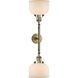 Franklin Restoration Large Bell LED 19 inch Antique Brass Bath Vanity Light Wall Light in Matte White Glass, Franklin Restoration