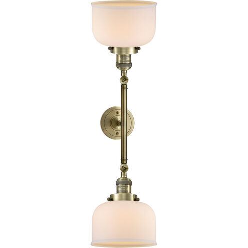 Franklin Restoration Large Bell LED 19 inch Antique Brass Bath Vanity Light Wall Light in Matte White Glass, Franklin Restoration