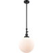 Franklin Restoration XX-Large Beacon 1 Light 12 inch Matte Black Mini Pendant Ceiling Light in Matte White Glass, Franklin Restoration