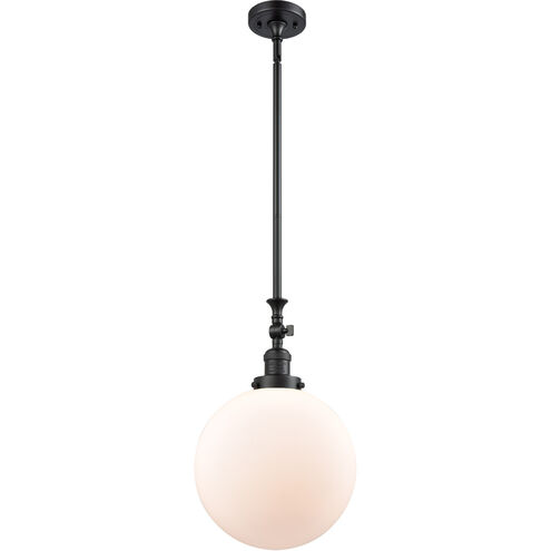 Franklin Restoration XX-Large Beacon 1 Light 12 inch Matte Black Mini Pendant Ceiling Light in Matte White Glass, Franklin Restoration