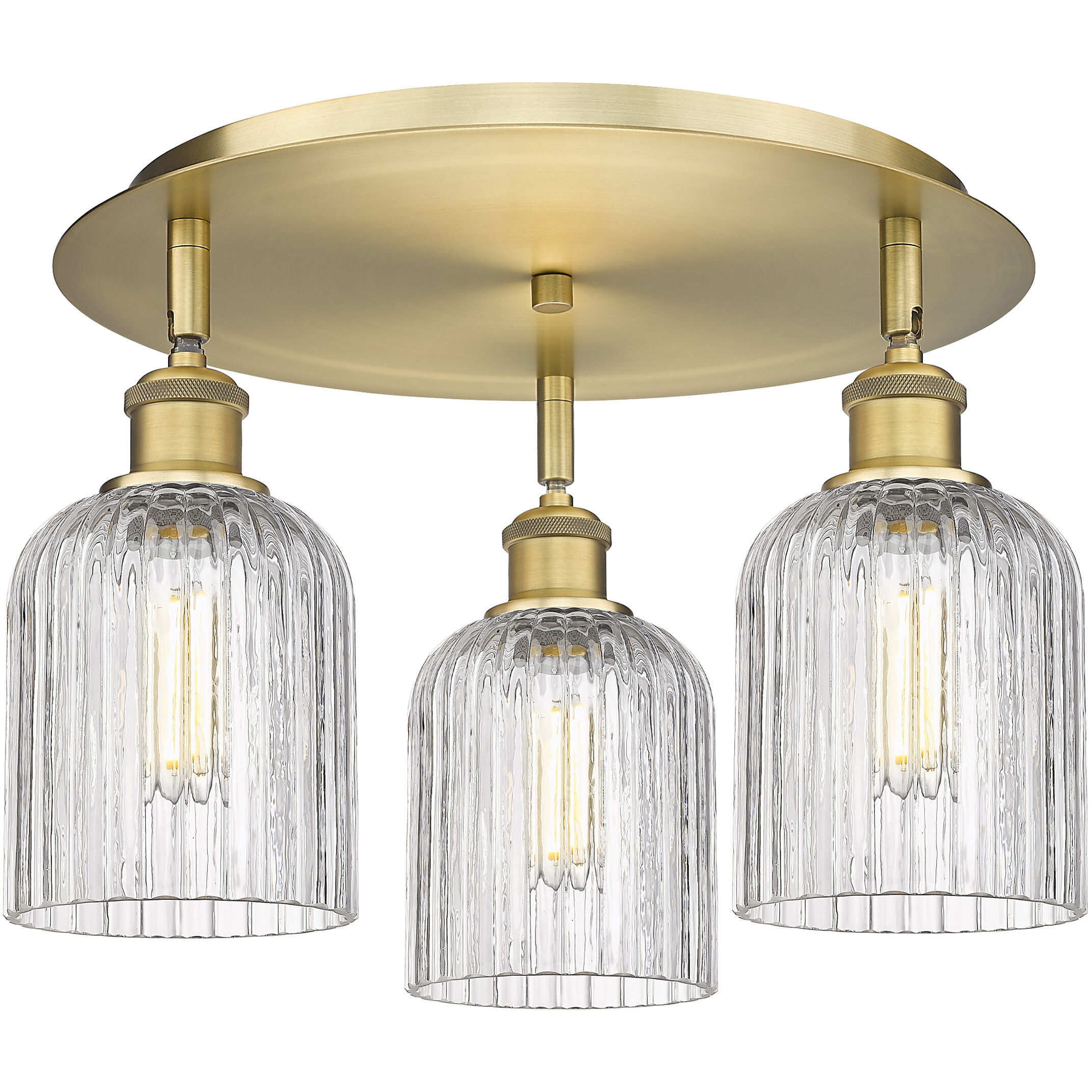 Ballston Bridal Veil 3 Light 16.75 inch Brushed Brass Flush Mount Ceiling Light