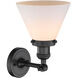 Franklin Restoration Large Cone LED 8 inch Matte Black Semi-Flush Mount Ceiling Light in Matte White Glass, Franklin Restoration