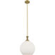 Astor 1 Light 12 inch Brushed Brass Mini Pendant Ceiling Light in Matte White Glass