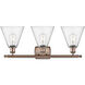 Ballston Ballston Cone 3 Light 28 inch Antique Copper Bath Vanity Light Wall Light in Seedy Glass
