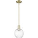 Preston 1 Light 7 inch Antique Brass Mini Pendant Ceiling Light in Clear Glass
