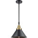 Franklin Restoration Briarcliff LED 10 inch Black Antique Brass Mini Pendant Ceiling Light in Matte Black
