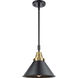 Franklin Restoration Briarcliff 1 Light 10 inch Black Antique Brass Mini Pendant Ceiling Light in Matte Black